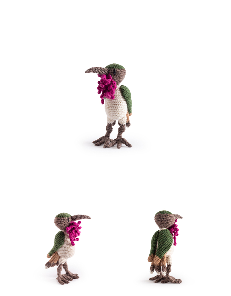 toft ed's animal Pedro the Wine Throated Hummingbird amigurumi crochet